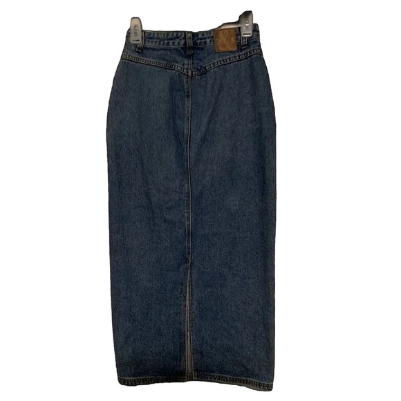 Vintage Sam & Libby 90's Denim Maxi Slit A Line Skirt Size 5/6 Modest Hong Kong - Picture 1 of 16